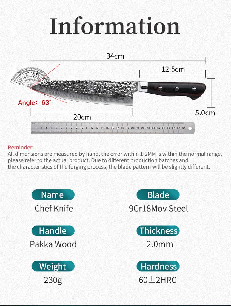 FINDKING Raven Series Damascus Steel Edge 8 Inch Gyuto Chef Knife Sharp Kitchen Knife Japanese Cutting Knives Pakka Wood Handle