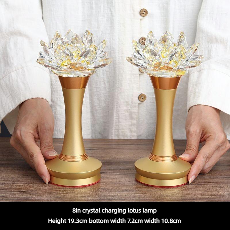 LED rechargeable crystal lotus lamp Buddha lamp long-lasting lamp Buddha lamp Buddha table lamp Buddhist temple lighting home