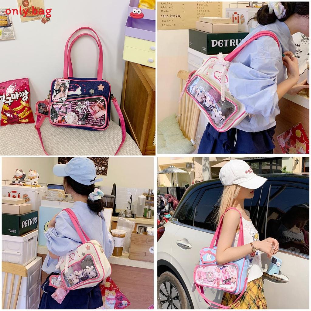 Color Blocking Bone Heart Decor Women Casual Single Shoulder Square Bag Itabag For Casual Outings