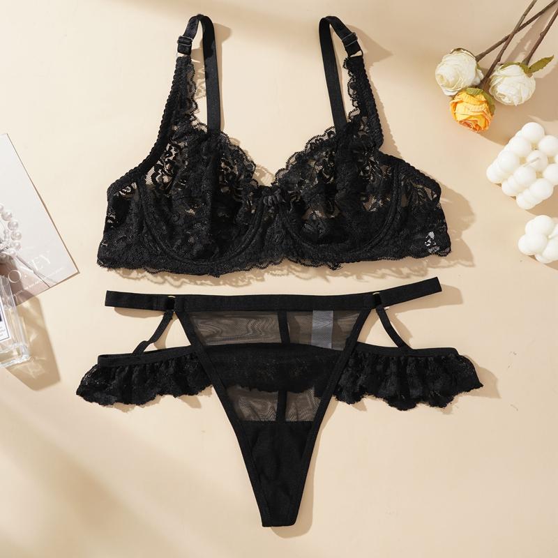 Women Fashion Ultra Thin Bra Transparent Sexy Single Layer Lace Women Lingerie Plus Size No Padded Bra