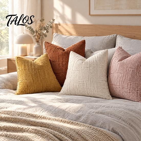 Bedroom Cushion Covers 4Pcs/Set Textured Covers, Decorative Throw Pillow Modern Striped Washable Polyester Pillowcases for Farmhouse Home Sofa Living