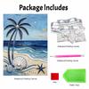Frameless Pearl Painting DIY Kit Ocean Beach Palm Tree Seashell Starfish 3D Sparkling Bead Canvas Relaxing Creative Craft for Art Lovers
