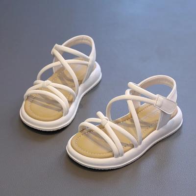 Mädchen Sandalen Sommer Einfarbig Ausschnitte Kinder Prinzessin Schuhe Mode Dicke Sohle Kinder Lässig Überkreuzt Strand Römische Sandalen