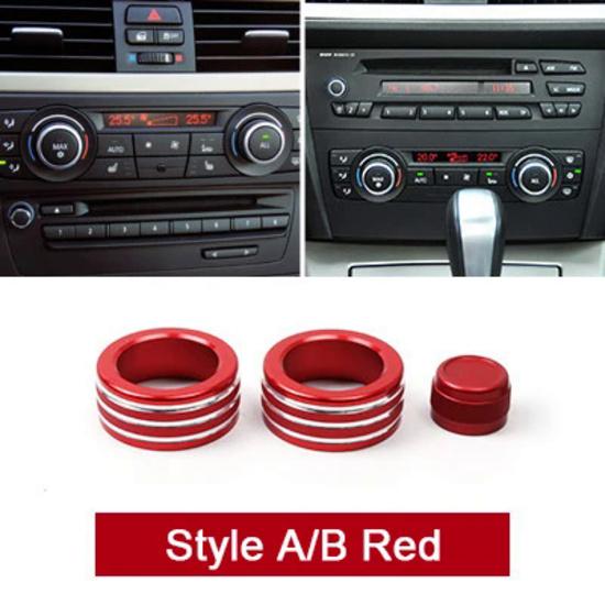 

Авто салон центр управления кондиционером звук ручка кольцо крышка украшения аксессуары для BMW E90 E92 E93 3 серии 2005-12 3pcs Style AB Red