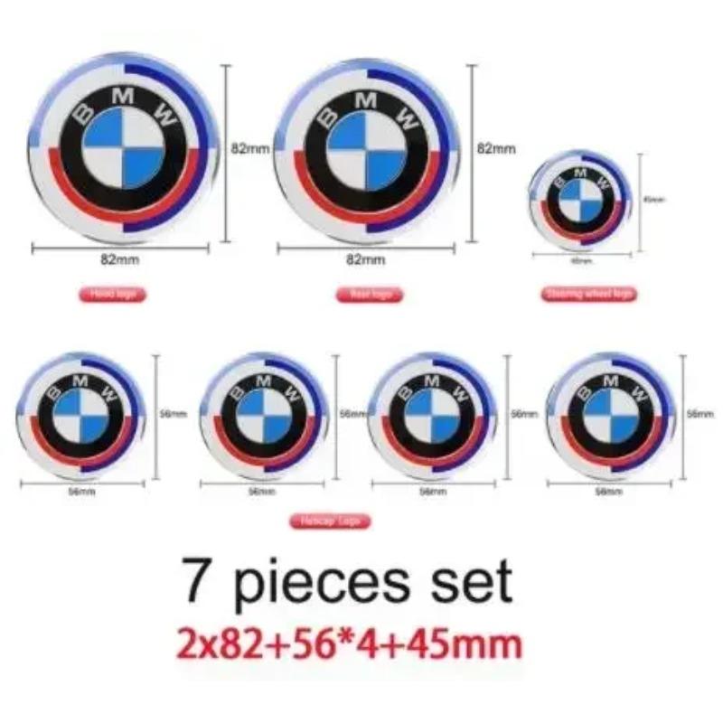 7 Stück 50. Arbeiter-Emblem Abzeichen Logo Aufkleber Auto Motorhaube Kofferraum Auto Zubehör Für BMW 82mm 74mm 68mm 45mm 56mm