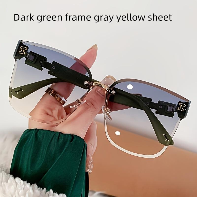 1PCS New High-end Trendy Sunglasses Metal Frameless Sliced Women's Fashionable UV Resistant Sunglasses