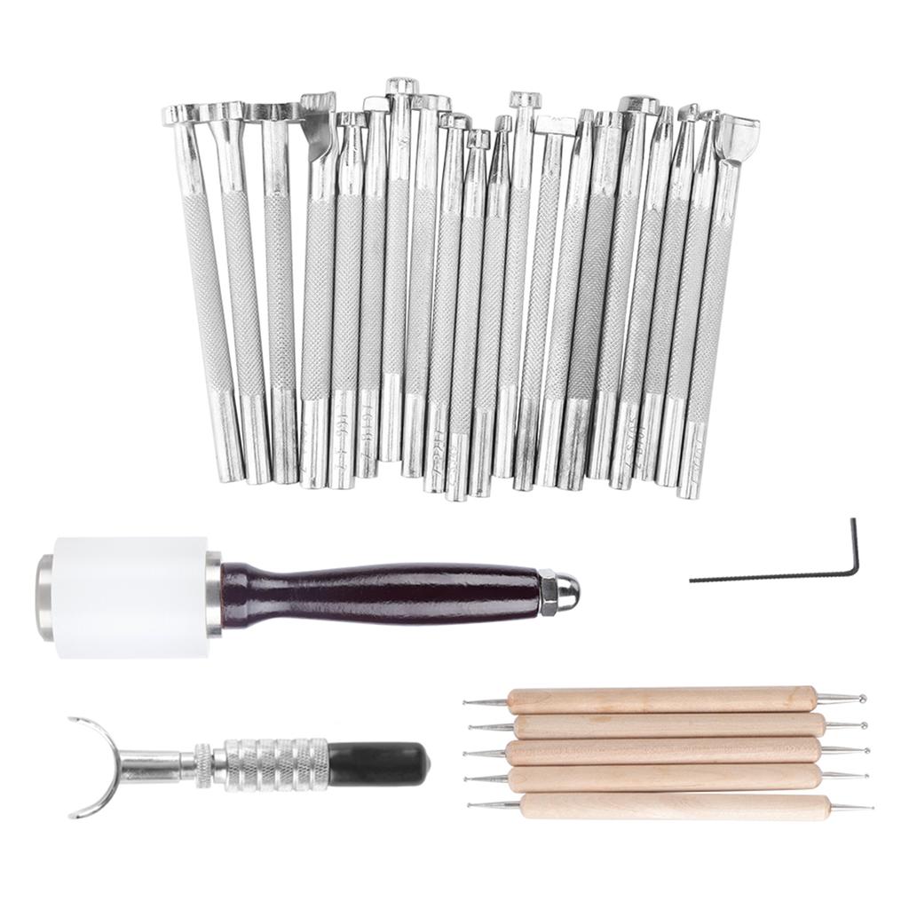 28PCS  Set Leather Working Tools Leather Craft Stamping Carving DIY Handmade Tool Kit