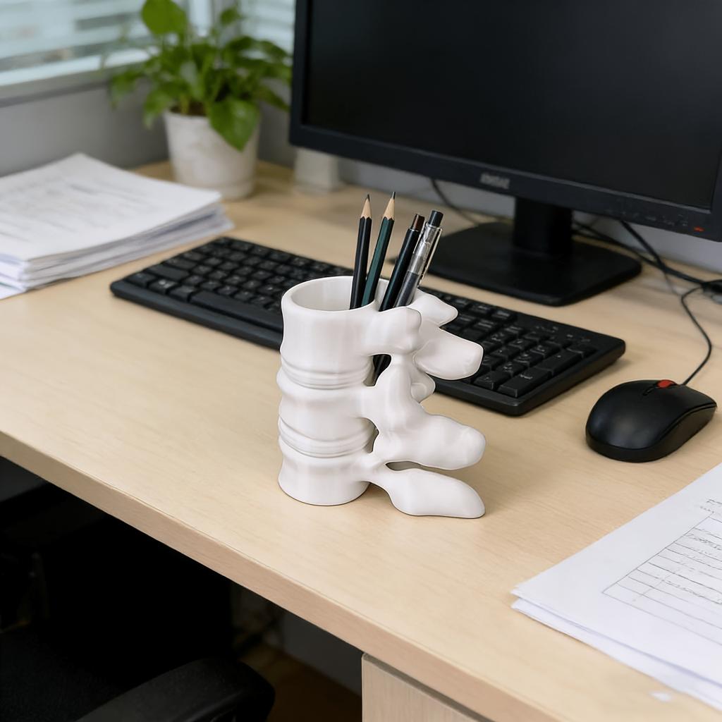 Spine Shape Pen Holder, Desktop Ornament & Stationery Organizer, Orthopedic Gift for Doctors, Teachers & Nurses