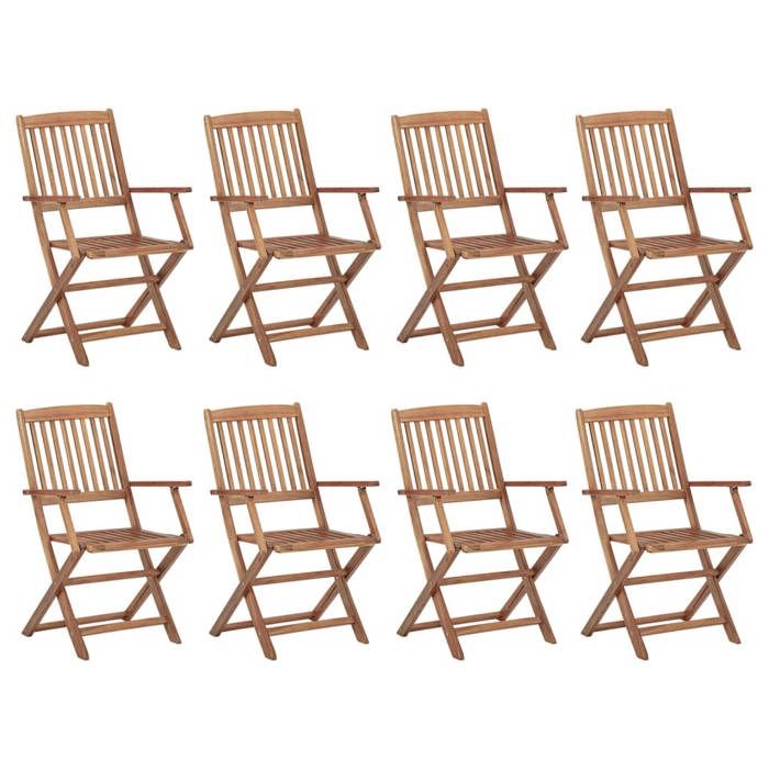 VidaXL Lot de 8 Chaises Pliables d'Extérieur, Sièges de Terrasse, Chaises de Balcon, Meubles de Patio Jardinage, Bois 3075084