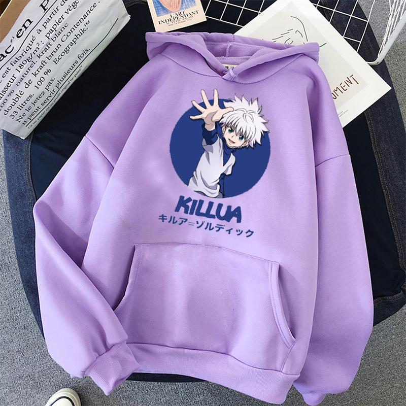 Толстовка с капюшоном с графическим принтом Killua Zoldyck Anime Hunter X Hunter для мужчин и женщин толстовки с капюшоном в стиле манги Harajuku Unisex XS фиолетовый 1949₽