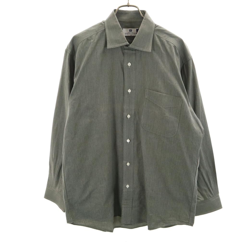 Givenchy 90s Made In Japan Old Long Sleeve Cotton Shirt 48 Gray Men's Used