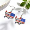 1 Pair Hook Earrings American Independence Day Pattern Hollow Heart Star Shape Red White Blue Earrings Jewelry Accessories