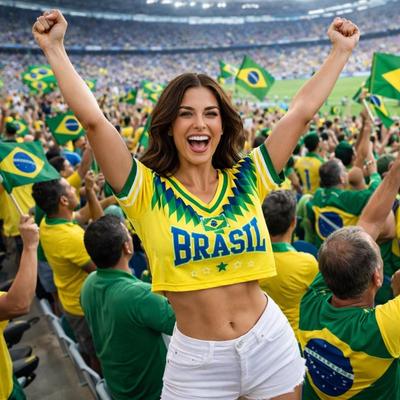 Summer  Women Brazil Style Print Sport Jersey Round Neck Short Sleeve Jersey Cheerleaders Crop Top Casual T-shirt