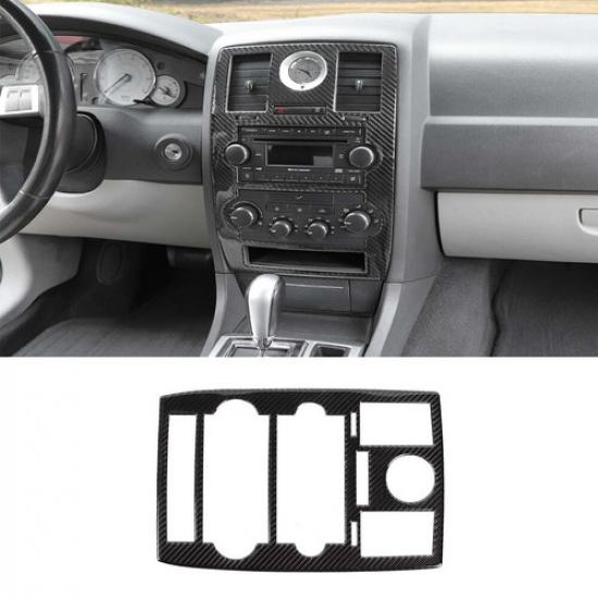 Carbon Fiber Dashboard AC Radio Control Frame Cover Trim For Chrysler 300C 04-09