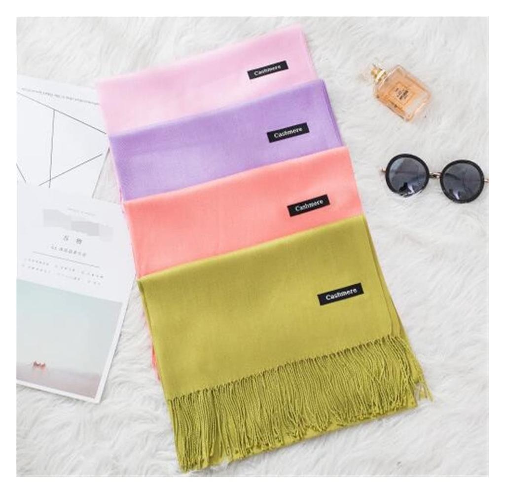 Women Solid Scarf Cashmere Feeling Pashmina Shawls Tassel Hijab Head Wraps Femme Thin Spring Winter Scarves Foulard Bufanda