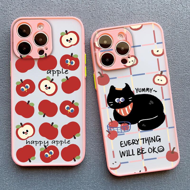 Cartoon Animal Cute Apple Cat Phone Case For iPhone 15 14 Pro Max Plus 17 16 Pro Max 13 12 Mini 11 Pro Max Shockproof Back Cover