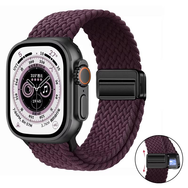 Nylon Braided Band For Apple Watch Series Ultra 3 2 1 49mm 11 10 46mm 42mm 9 8 7 45mm 41mm Magnetic Strap iWatch 6 5 SE 44/40mm Belt