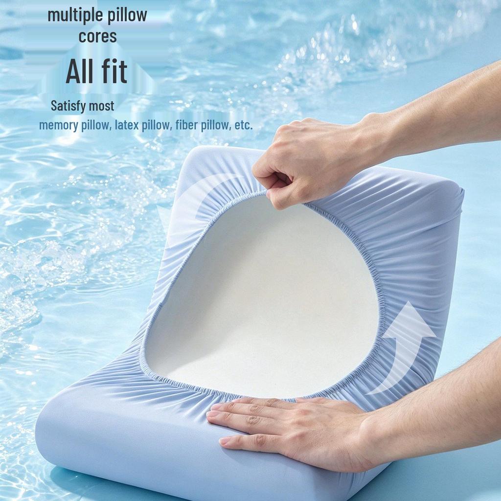Ice Silk Cooling Pillowcase, Memory Foam, Universal Irregular Shape, Summer Comfort.
