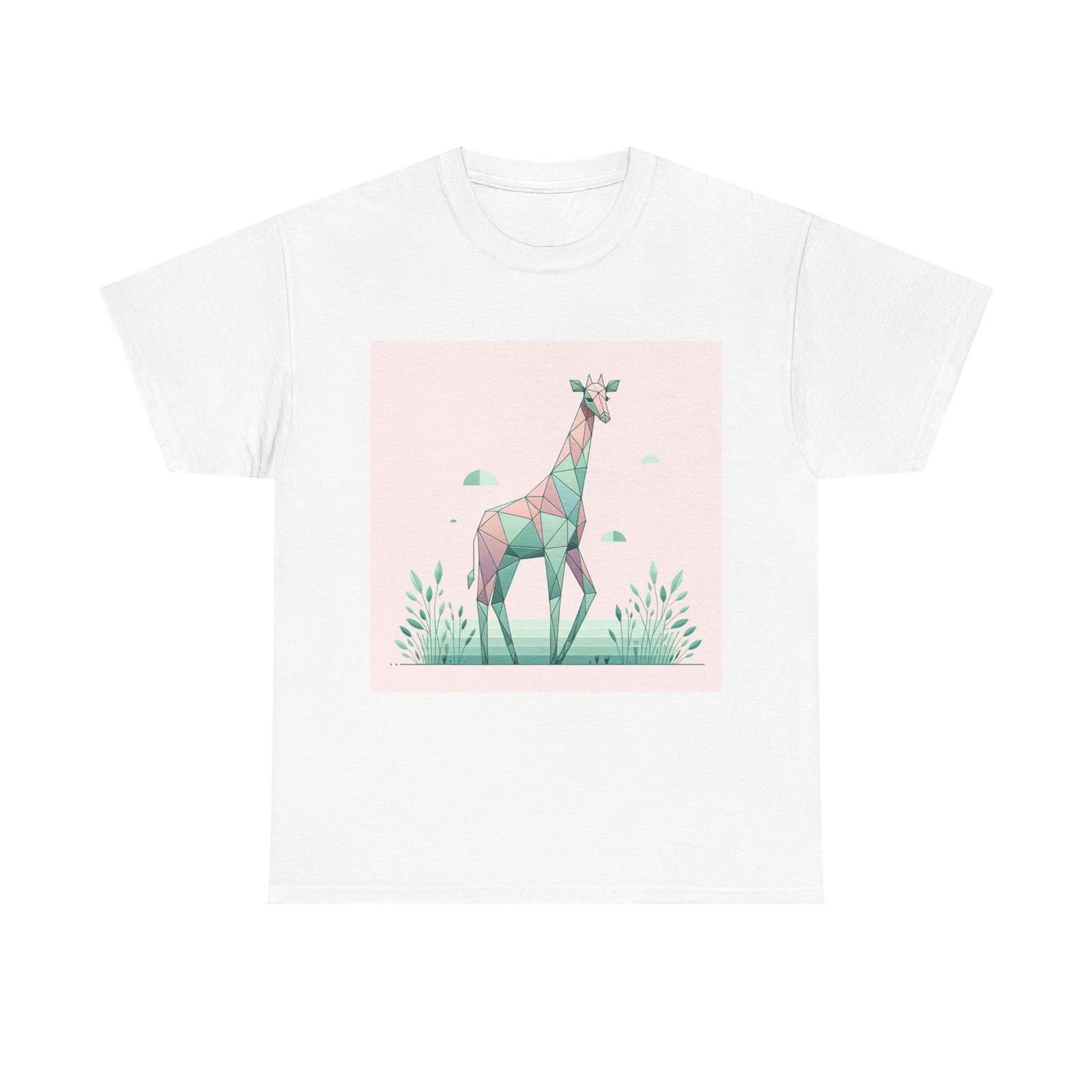 Unisex Adult T Shirt Geometric Giraffe with Pastel Patterns 4XL