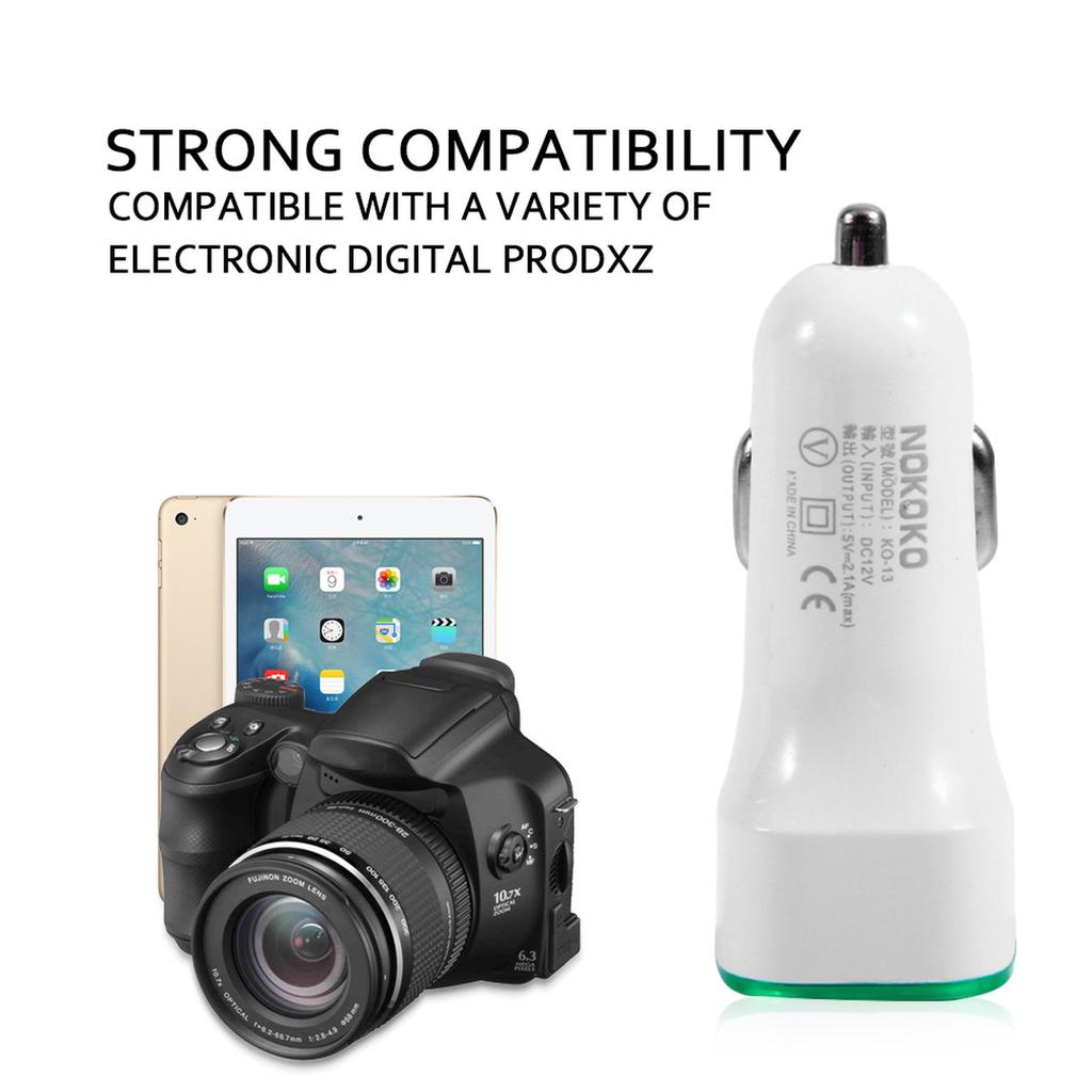 LF Square Car-charger Adapter Socket Dual USB Quick Charge Mobile Charger LED