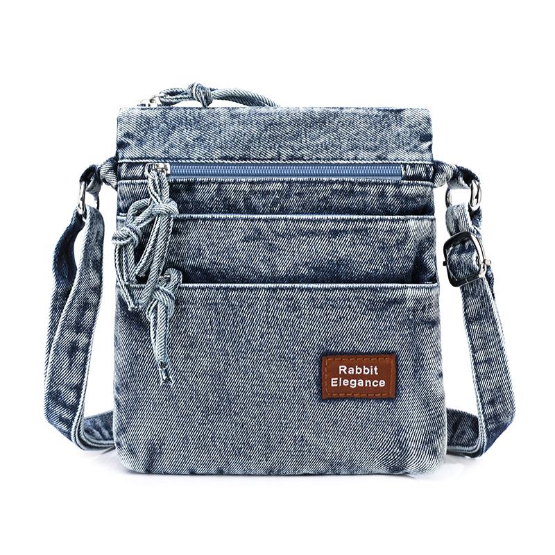 Vintage Denim Bag Women's Multi-Layer Crossbody Mobile Phone Bag Shoulder Bag