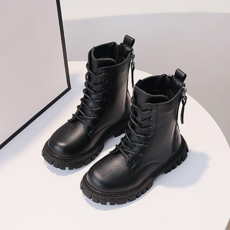 

Детские короткие ботинки, зимние детские ботинки Мартин, детские и для маленьких девочек плюшевые кожаные ботинки принцессы для малышей среднего размера 35