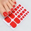 22tips Solid Bake Free Gel Toe Nail Strips Naked Color Black Adhesive Pink Red Polish Gel Nail O4P0