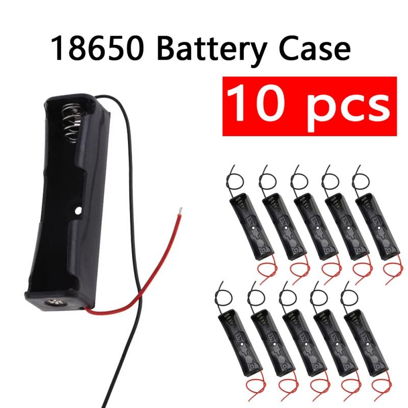 10pc 18650 Power Bank Case Plastic DIY Battery Storage Case Clip Holder Container 1 Slot 18650 Battery Storage Box Wire Lead Pin