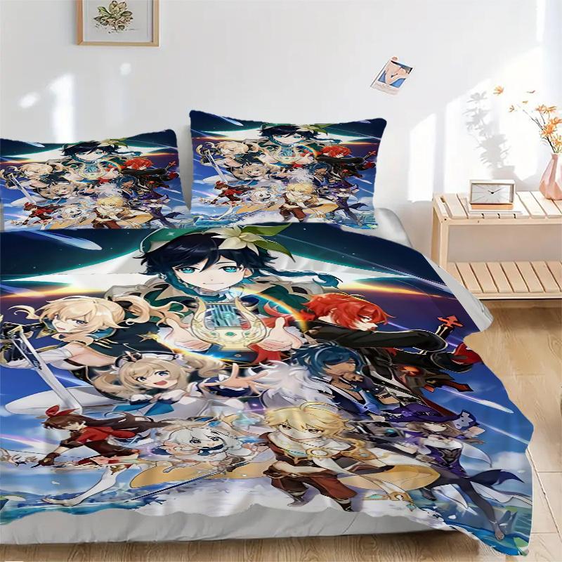 3pcs Anime Cartoon Design Comforter Set with One Quilt Cover and Two Pillowcases (No Core) - Home Decor, Festival Gift, Polyester Fabric, Suitable for