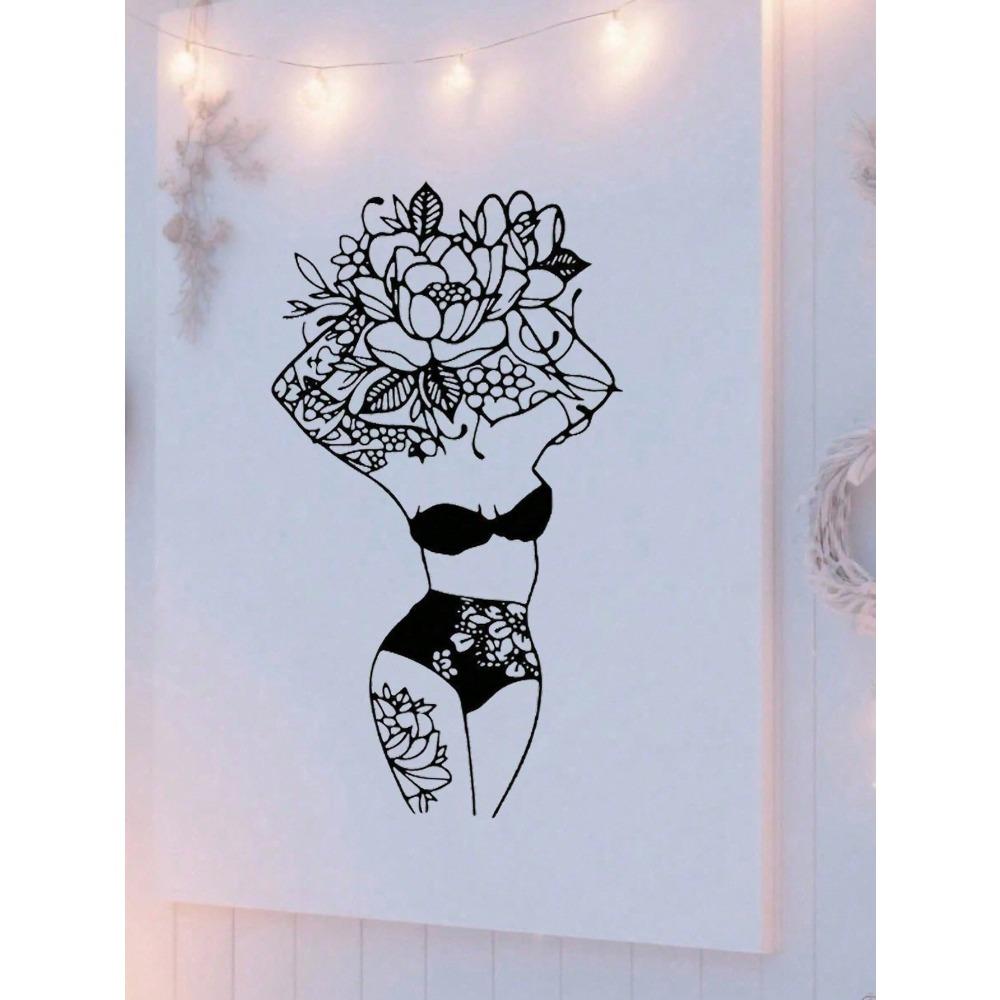 Laser Cut Bohemian Floral Goddess Metal Wall Art Modern Home Decor Bathroom Bedroom Meditation