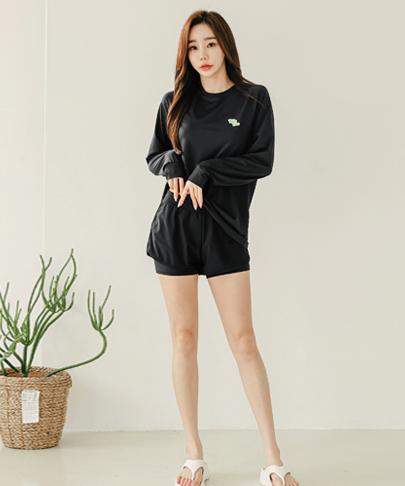 Tyubeuteuli Surfing Women'S Loose Fit Long Sleeve Rash Guard B607 Black