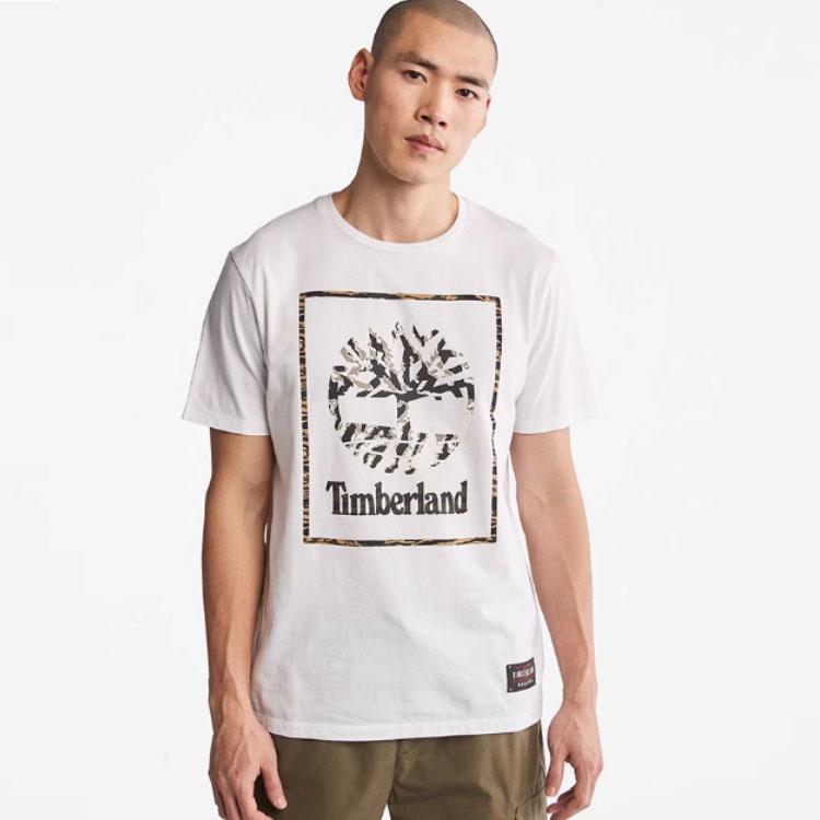 Timberland Tiger Year Series Camouflage Print Logo Round Neck Short Sleeve T-Shirt Men Tops White A27GP-100