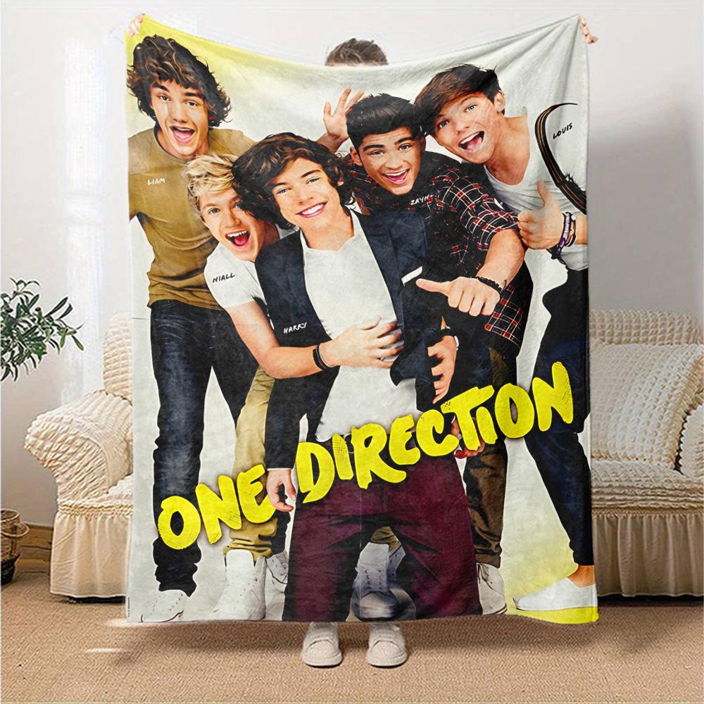 One Direction Poses Flannel Blanket Super Soft Warm Cozy Blanket For Sofa Bed Office Travel Allseason Home Decor Gift