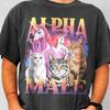 Ironisk Alfa Hane Enhjørning Kat T-shirt: Retro 90'er Grafisk T-shirt