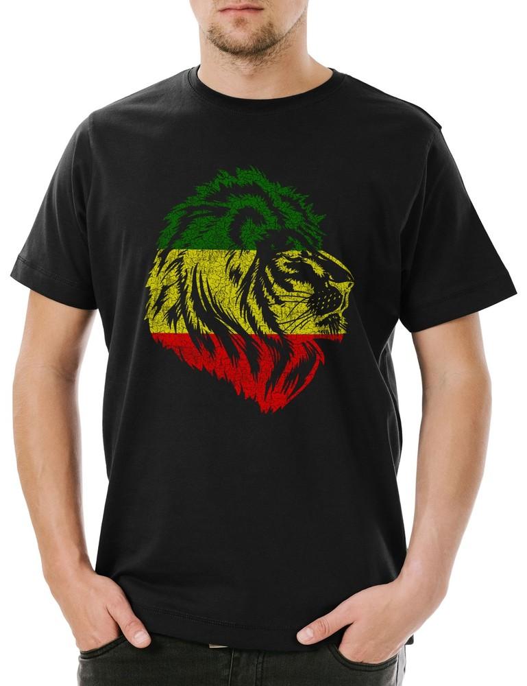 Reggae Lion V Herren T-Shirt Reggae Jah Babylon Irie Jamaica Rasta Marley Ganja