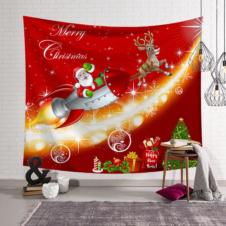 Santa Claus Christmas Tree Printed Polyester Tapestry Home Decor Tapestry Room Wall Decor Backdrop Fabric