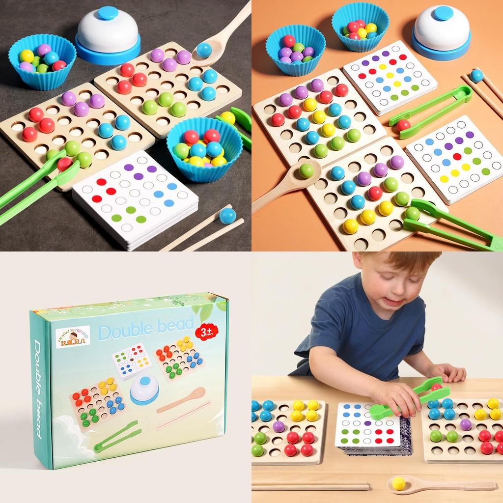 Wooden Matching Bead Game For Children Educational Toy To Improve Coordination And Focus
