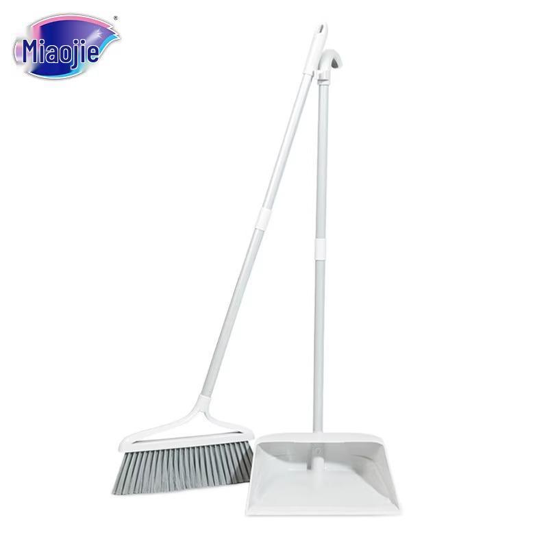 Miaojie Home Broom & Dustpan Set with Soft Bristles - Anti-Hair Stick Floor Sweeper