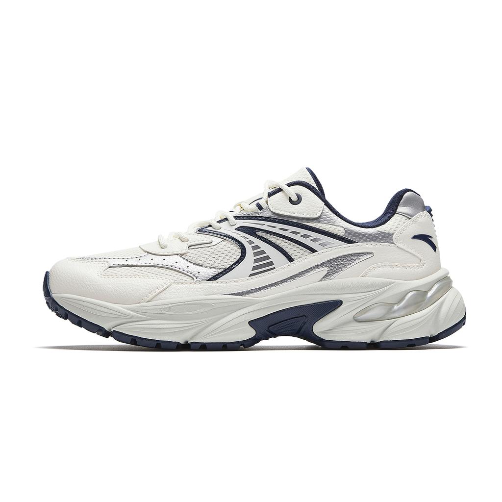 Anta AT802 Cushioning Abrasion Resistant Height Increasing Casual Shoes Men's Ivory White/Silver/New Ink Blue 912618882-3