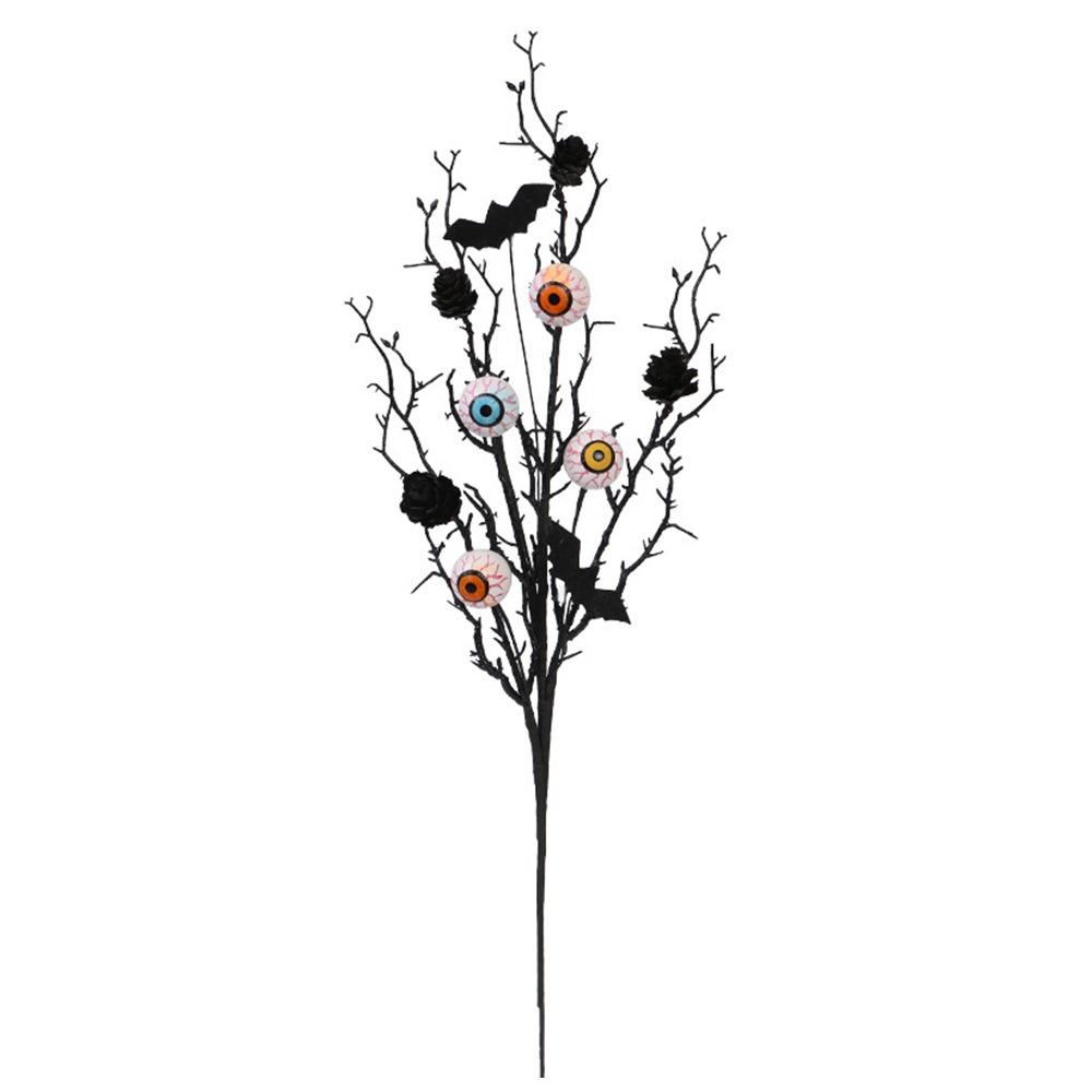 Black Halloween Decorations DIY Accessories Artificial Pumpkin Maple Branches Props Halloween Halloween Pumpkin Flower Stem