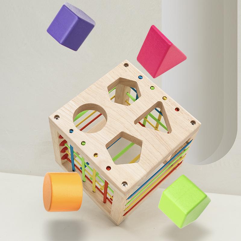 Montessori Wooden Baby Teething Rattle Set - 6 Educational Toys