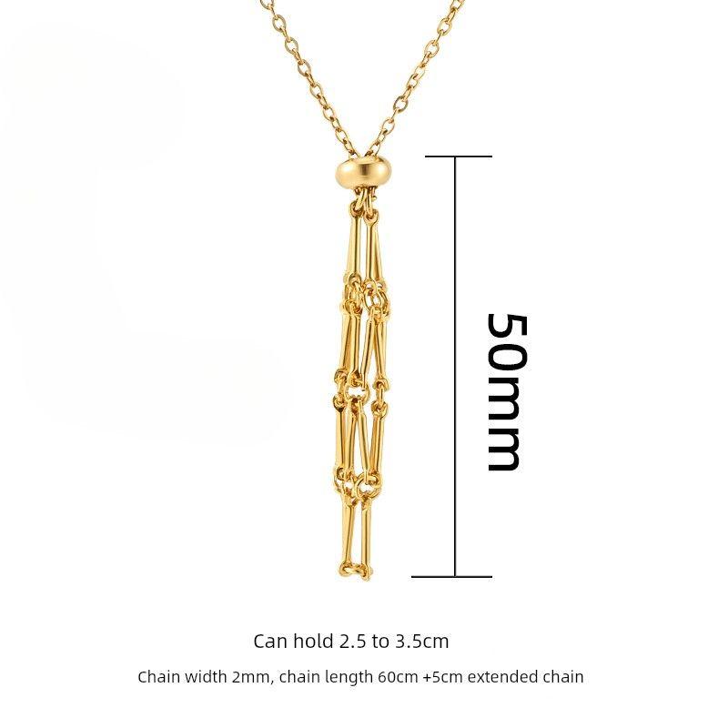 European and American New Natural Crystal Raw Stone String Bag Bamboo Necklace Woven Pendant Adjustable Chain String Bag Cage Pendant