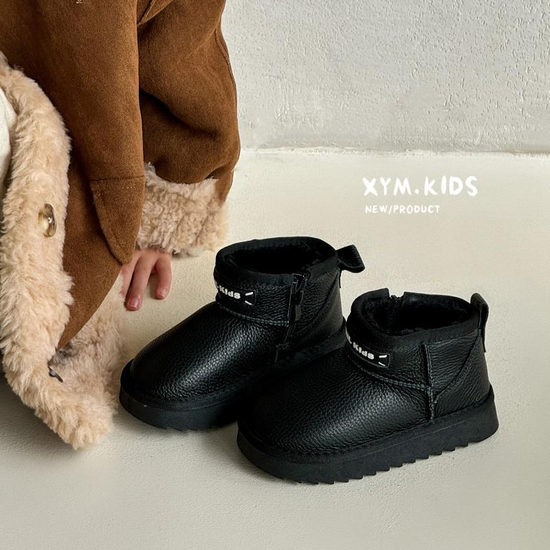 Kids Winter Warm Snow Boots Boys Girls - Thick Faux Fur Lined Ankle With TPR Sole Anti-Slip