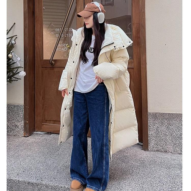 Oversize Cotton Jacket for Women, Long Overknee Length Bread Coat with Thickening