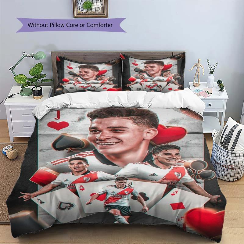Julian Alvarez River Plate Carte da Poker Set Copripiumino Stampa 3D Set Biancheria da Letto Stella del Calcio Senza Imbottitura Decorazione Camera da Letto