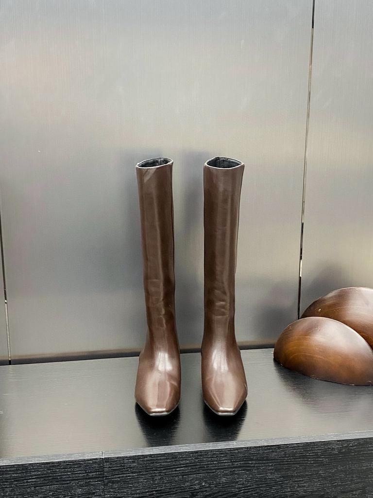 2025 Autumn New Minimalist Slope Heel Thin Versatile Square Head High Heel Boots