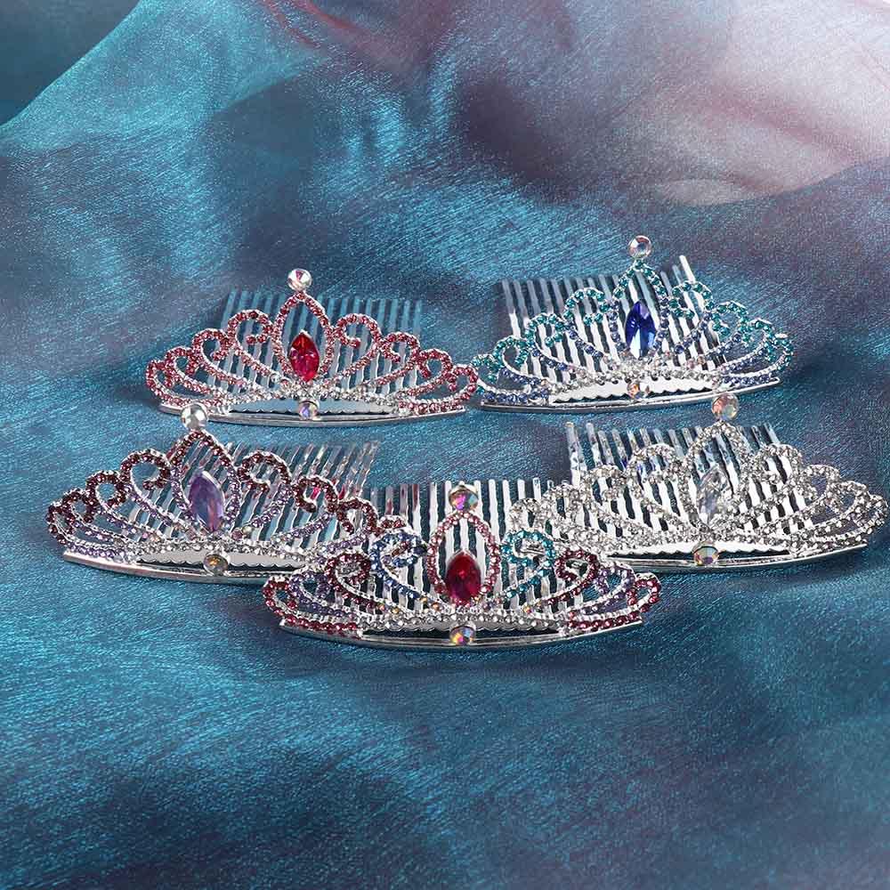 Style Hairpin Rhinestone Hairpin Crystal Crowns Princess Aisha Tiaras Children Girls Hair Comb