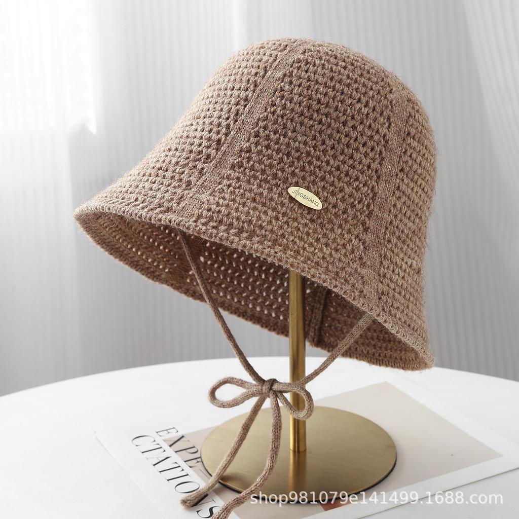 ins Xiaoxiangfeng face covering high cold bucket hat outdoor shading hollow sunscreen versatile basin hat bucket hat women