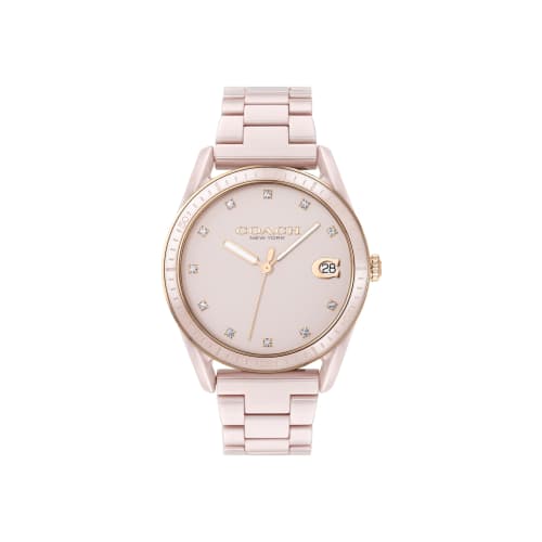 

COACH Preston 36mm Brushed Ceramic Watch with IP Carnation Gold and Brushed Ceramic Bracelet (14503264) - Authentic Women s