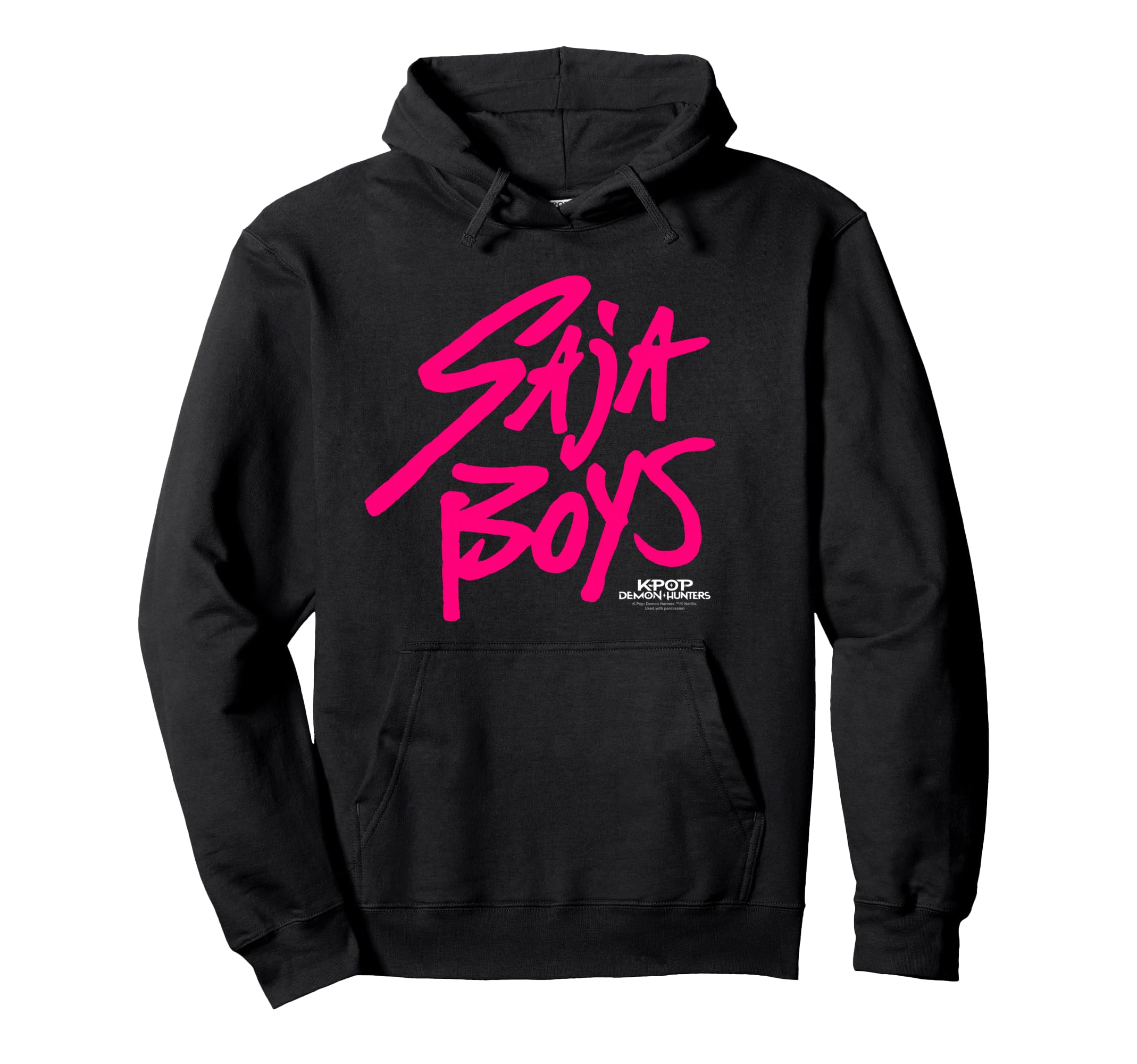 

KPop Demon Hunters Saja Boys Pink Logo Hoodie чёрный